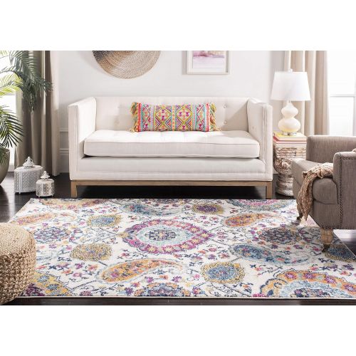  Safavieh Madison Collection MAD600C Cream and Light Grey Bohemian Chic Paisley Area Rug (67 x 92)