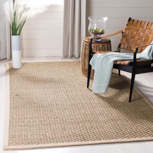  Safavieh Natural Fiber Collection NF114A Basketweave Natural and Beige Summer Seagrass Area Rug (5 x 8)