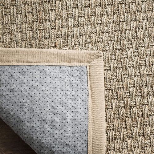  Safavieh Natural Fiber Collection NF114A Basketweave Natural and Beige Summer Seagrass Area Rug (5 x 8)