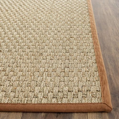  Safavieh Natural Fiber Collection NF114A Basketweave Natural and Beige Summer Seagrass Area Rug (5 x 8)