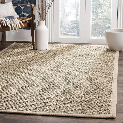  Safavieh Natural Fiber Collection NF114A Basketweave Natural and Beige Summer Seagrass Area Rug (5 x 8)