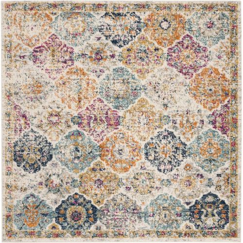  Safavieh Madison Collection MAD611B Cream and Multicolored Bohemian Chic Distressed Area Rug (51 x 76)