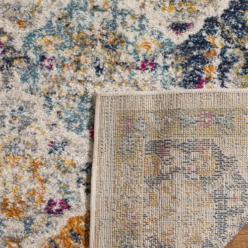  Safavieh Madison Collection MAD611B Cream and Multicolored Bohemian Chic Distressed Area Rug (51 x 76)