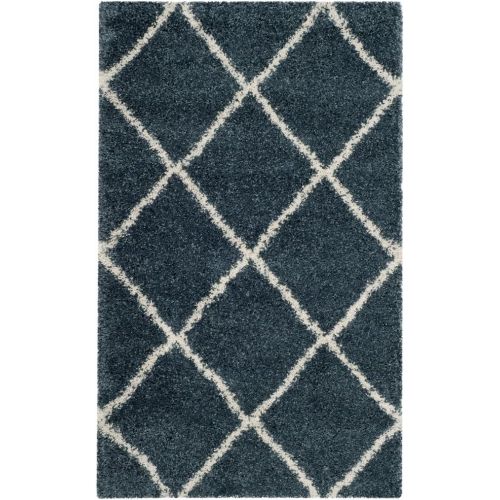  Safavieh Hudson Shag Collection SGH281A Ivory and Grey Moroccan Diamond Trellis Area Rug (4 x 6)