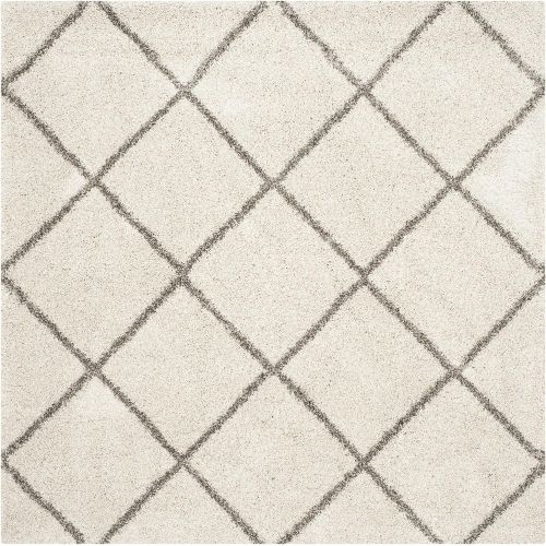  Safavieh Hudson Shag Collection SGH281A Ivory and Grey Moroccan Diamond Trellis Area Rug (4 x 6)