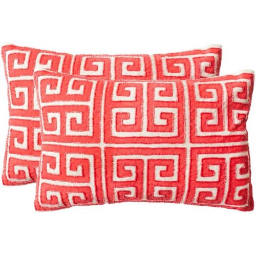  Safavieh Collection Chy Satin Red Throw Pillows (12 x 18) (Set of 2)