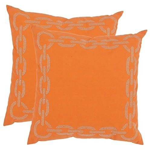  Safavieh Pillows Collection Sibine Decorative Pillow, 18-Inch, Orange, Set of 2