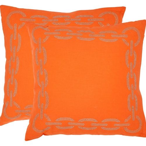  Safavieh Pillows Collection Sibine Decorative Pillow, 18-Inch, Orange, Set of 2