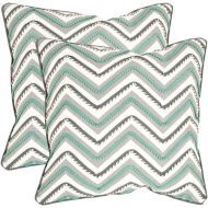 Safavieh Pillow Collection Throw Pillows, 22 by 22-Inch, Elli Green and White, Set of 2