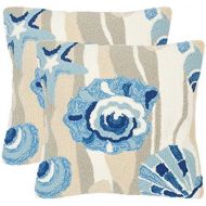 Safavieh Collection Beyond The Sea Marine IndoorOutdoor Throw Pillows (20 x 20) (Set of 2), Blue