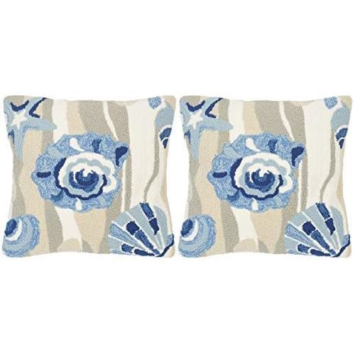  Safavieh Collection Beyond The Sea Marine IndoorOutdoor Throw Pillows (20 x 20) (Set of 2), Blue