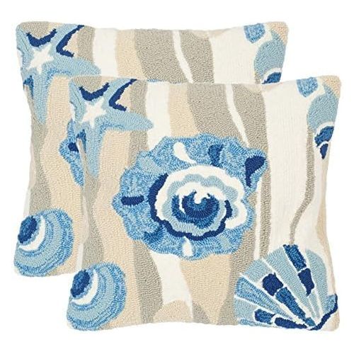  Safavieh Collection Beyond The Sea Marine IndoorOutdoor Throw Pillows (20 x 20) (Set of 2), Blue