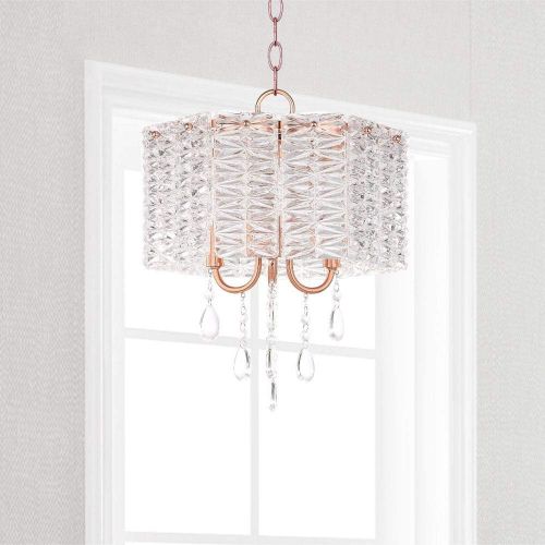  Safavieh Collection Harlyn 3 Light 13.5 Chandelier, ClearCopper