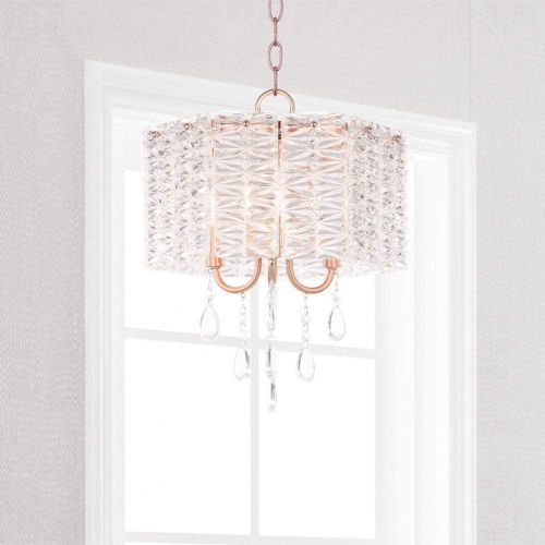  Safavieh Collection Harlyn 3 Light 13.5 Chandelier, ClearCopper