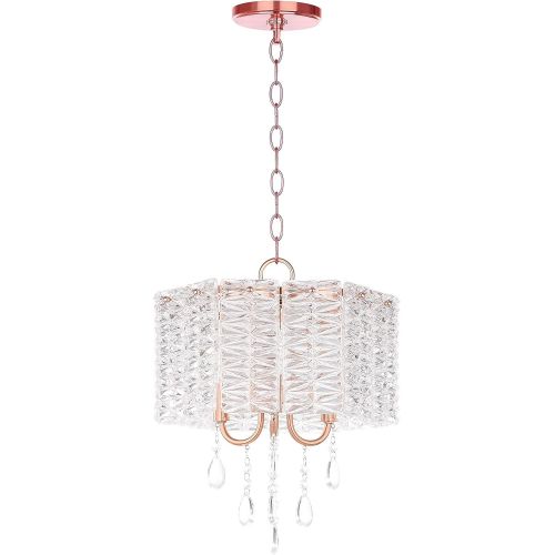  Safavieh Collection Harlyn 3 Light 13.5 Chandelier, ClearCopper