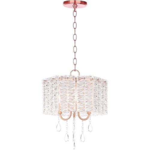  Safavieh Collection Harlyn 3 Light 13.5 Chandelier, ClearCopper