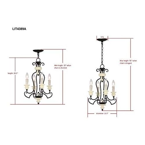  Safavieh Lighting Collection Wilber 13.5 Adjustable Chandelier, Black