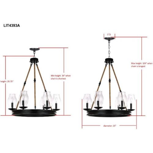  Safavieh Lighting Collection Fritz 25 Adjustable Chandelier, BlackBrown