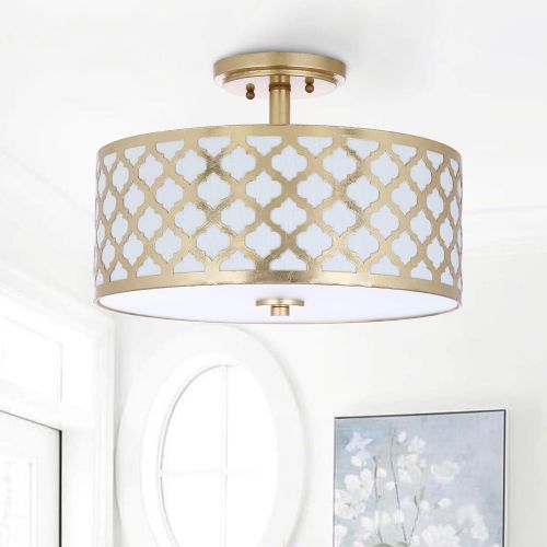  Safavieh Collection Kora Quatrefoil 3 15 Flush Mount Light, Gold