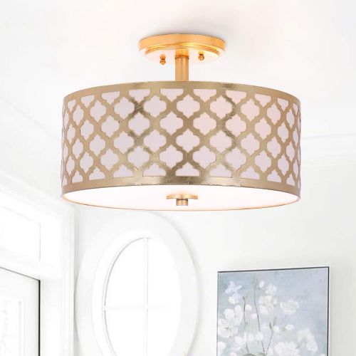  Safavieh Collection Kora Quatrefoil 3 15 Flush Mount Light, Gold