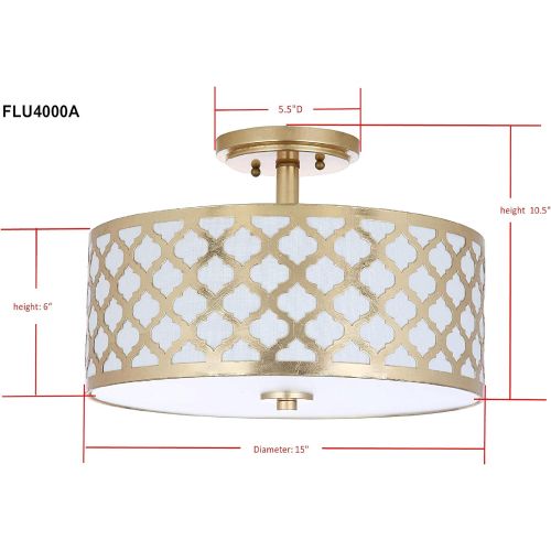  Safavieh Collection Kora Quatrefoil 3 15 Flush Mount Light, Gold