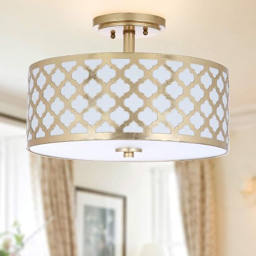  Safavieh Collection Kora Quatrefoil 3 15 Flush Mount Light, Gold