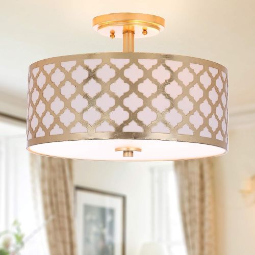  Safavieh Collection Kora Quatrefoil 3 15 Flush Mount Light, Gold