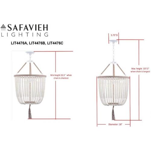  Safavieh Collection Angie 3 Light 18 Beaded Pendant, Creme