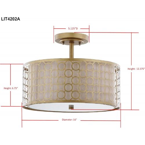  Safavieh Lighting Collection Giotta Ceiling Light Antique Gold 12.4-inch Ceiling Light