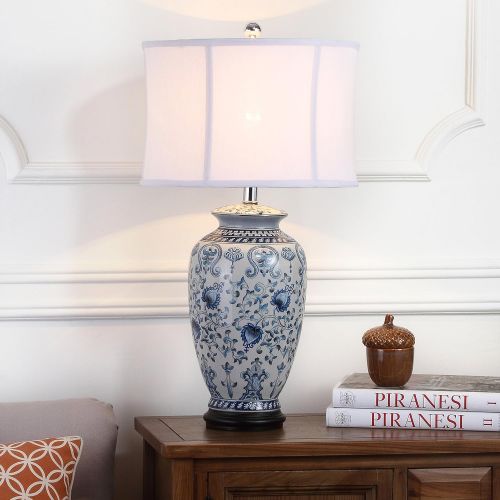  Safavieh Lighting Collection Paige Blue And White Jar 29-inch Table Lamp
