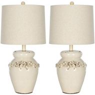 Safavieh Lighting Collection Marquesa Cream Vase 24-inch Table Lamp (Set of 2)