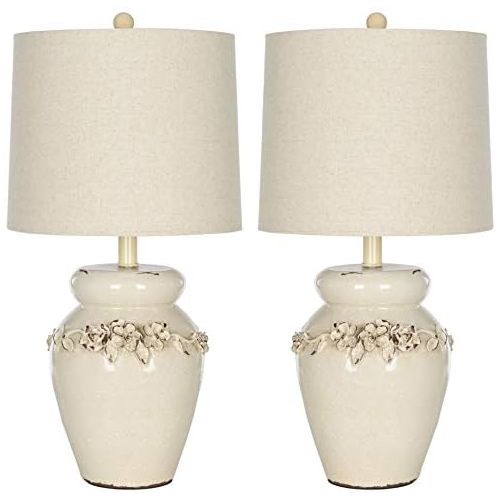  Safavieh Lighting Collection Marquesa Cream Vase 24-inch Table Lamp (Set of 2)