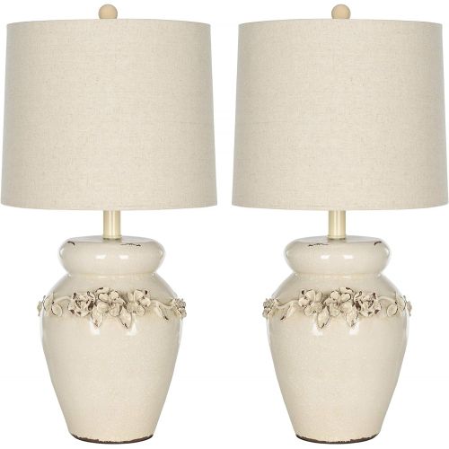  Safavieh Lighting Collection Marquesa Cream Vase 24-inch Table Lamp (Set of 2)