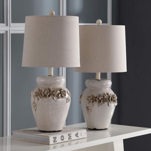  Safavieh Lighting Collection Marquesa Cream Vase 24-inch Table Lamp (Set of 2)