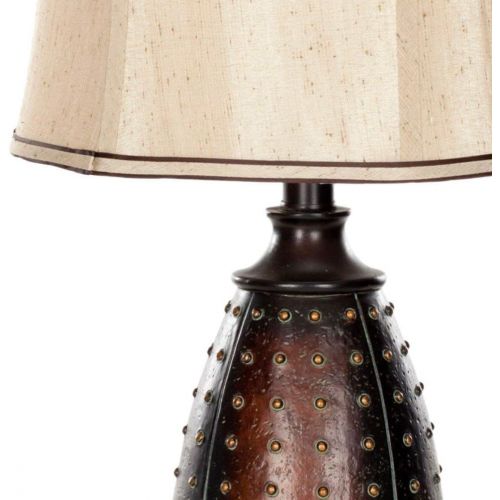  Safavieh Lighting Collection Santa Fe Brown Faux Leather 28-inch Table Lamp (Set of 2)