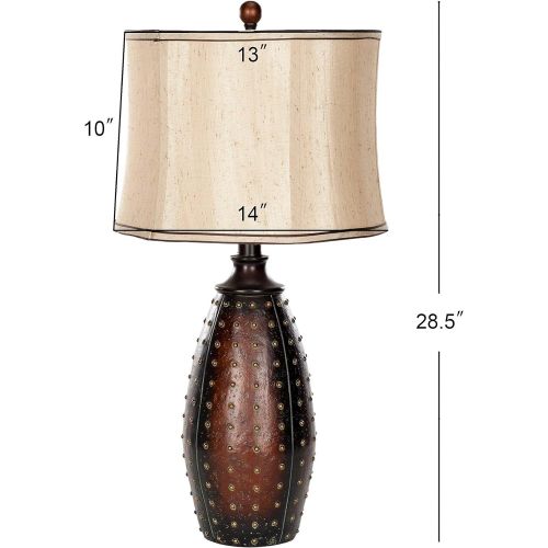  Safavieh Lighting Collection Santa Fe Brown Faux Leather 28-inch Table Lamp (Set of 2)