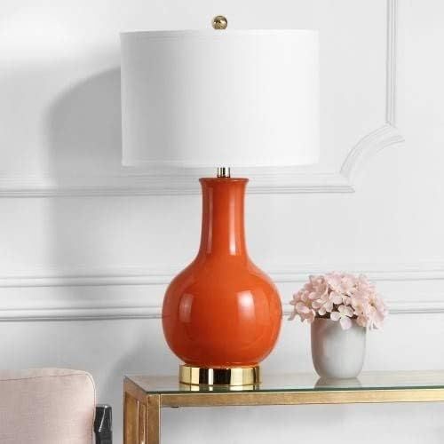  Safavieh Lighting Collection Paris Orange Ceramic 27.5-inch Table Lamp