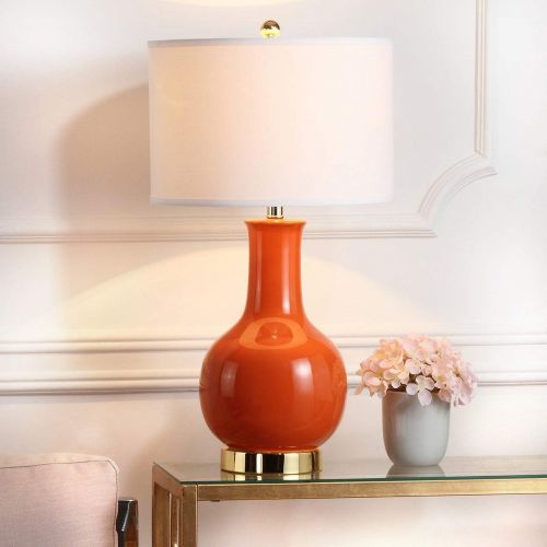  Safavieh Lighting Collection Paris Orange Ceramic 27.5-inch Table Lamp