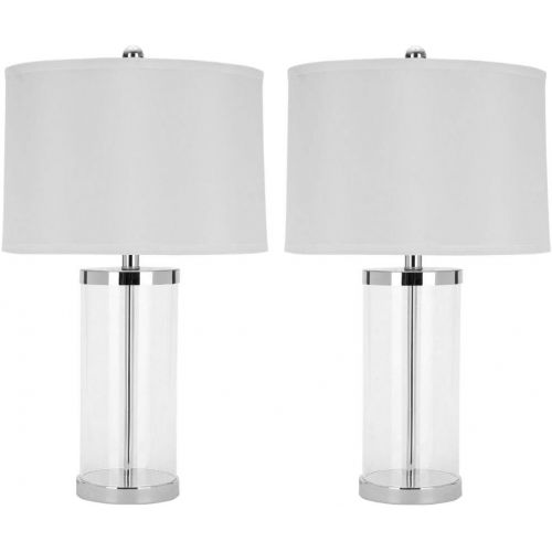  Safavieh Lighting Collection Jeanie Glass Cylinder 25.5-inch Table Lamp (Set of 2)