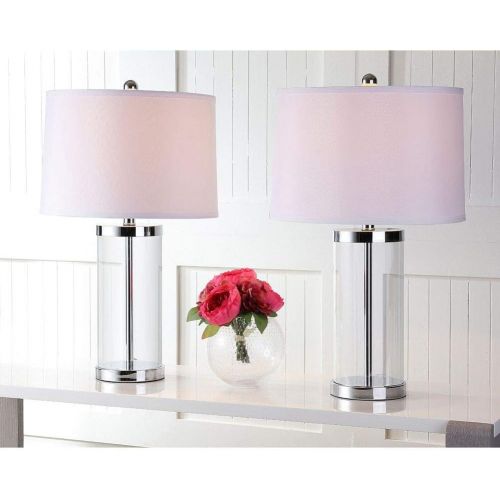  Safavieh Lighting Collection Jeanie Glass Cylinder 25.5-inch Table Lamp (Set of 2)