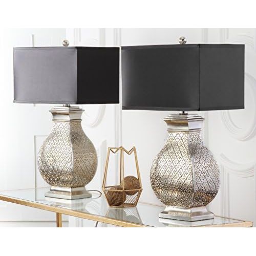  Safavieh Lighting Collection Malaga Silver 30-inch Table Lamp (Set of 2)