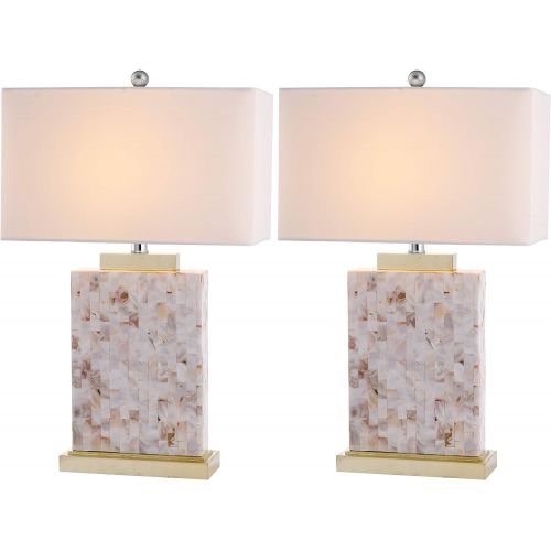  Safavieh Lighting Collection Tory Ivory Shell 25-inch Table Lamp (Set of 2)