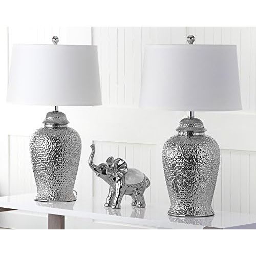  Safavieh Lighting Collection Metallica Ginger Jar Silver 27.75-inch Table Lamp (Set of 2)