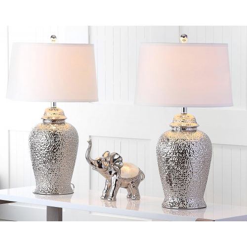  Safavieh Lighting Collection Metallica Ginger Jar Silver 27.75-inch Table Lamp (Set of 2)