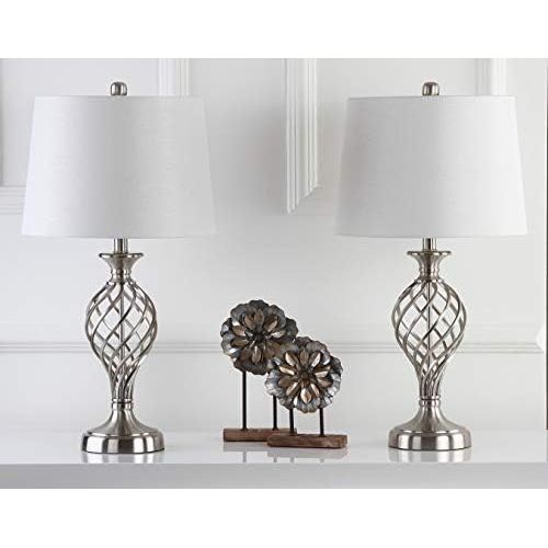  Safavieh Lighting Collection Lattice Urn Nickel 26.75-inch Table Lamp (Set of 2)