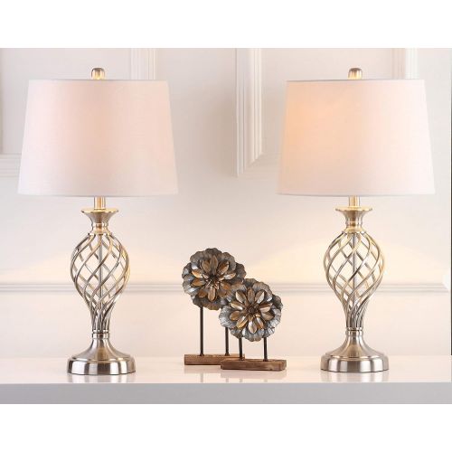  Safavieh Lighting Collection Lattice Urn Nickel 26.75-inch Table Lamp (Set of 2)