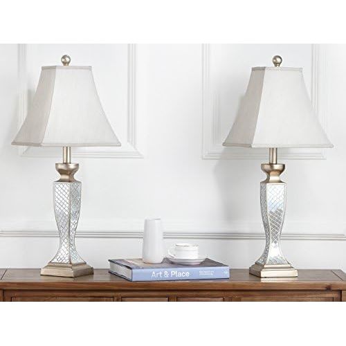  Safavieh Lighting Collection Kailey Silver Glass Lattice 28-inch Table Lamp (Set of 2)