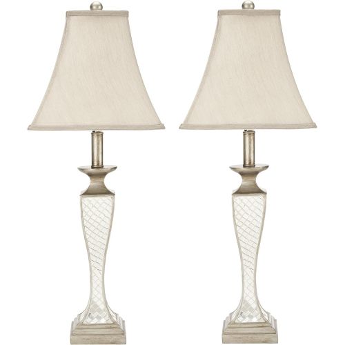  Safavieh Lighting Collection Kailey Silver Glass Lattice 28-inch Table Lamp (Set of 2)