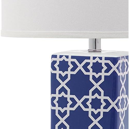  Safavieh Lighting Collection Quatrefoil Navy 27-inch Table Lamp (Set of 2)