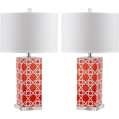  Safavieh Lighting Collection Quatrefoil Navy 27-inch Table Lamp (Set of 2)